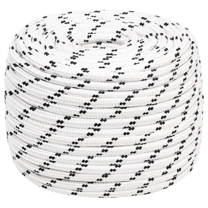 Pletena vrv za čoln bela 12 mm x 25 m poliester